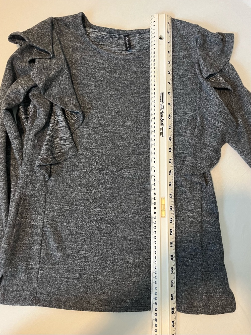 Massini Charcoal Gray Long Sleeve Ruffle Top - Picture 4 of 7